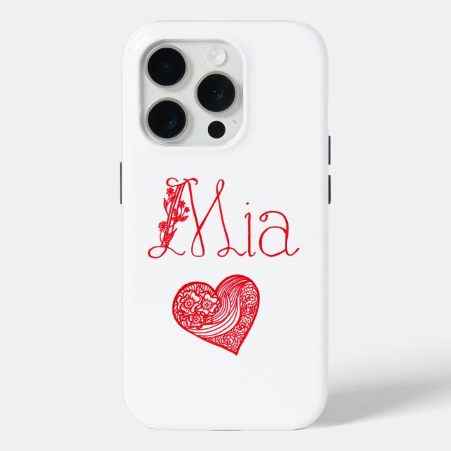 Phone case with a heart and Mia's name (Back)