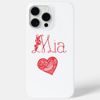 Phone case with a heart and Mia's name