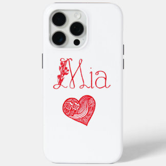 Phone case with a heart and Mia's name