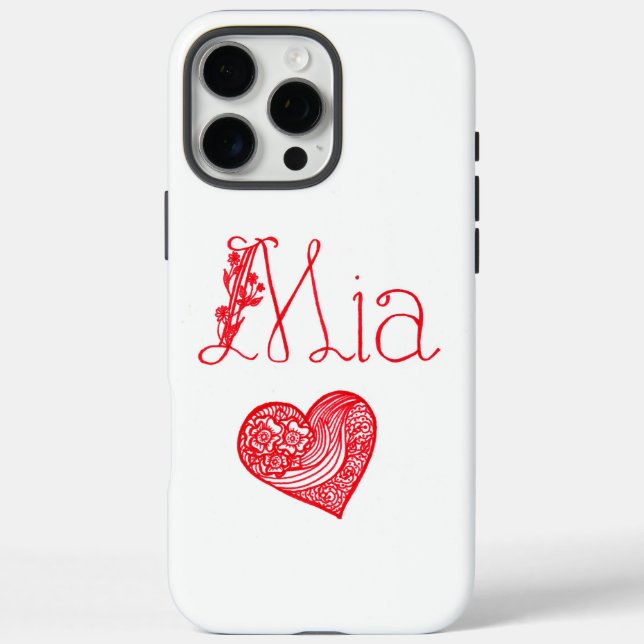Phone case with a heart and Mia's name (Back)