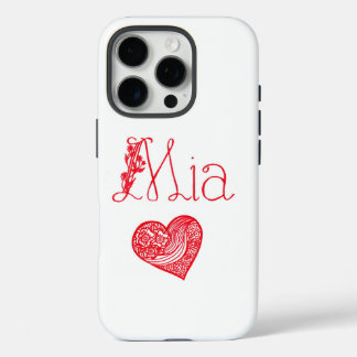 Phone case with a heart and Mia's name