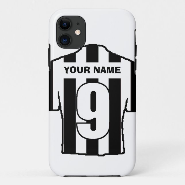 Phone Case with Club Colours! Black & White Shirt (Back)