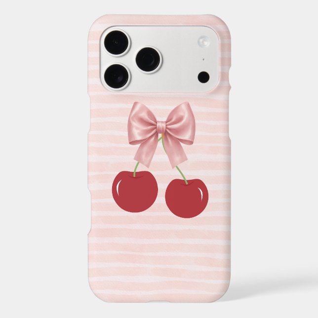 Phone Case with pink bow and cherries (Back)