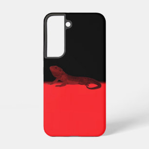 Phone Case with two-tone black and red with lizard
