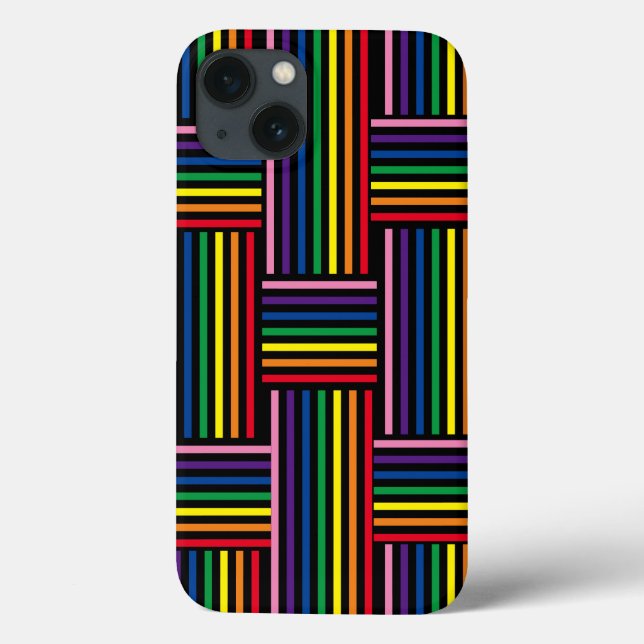 Phone Case - Woven Rainbow Coloured Ribbons (Back)