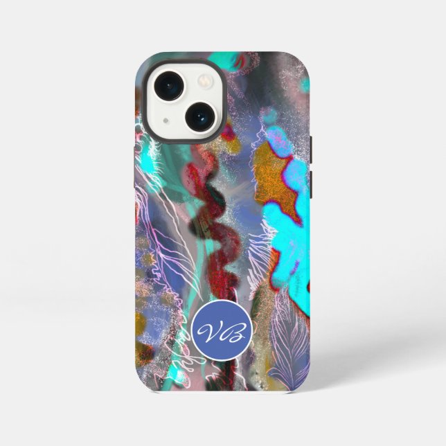 Phone cases Psychedelic mint red monogram (Back)