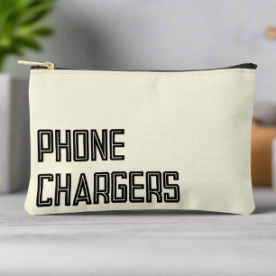 Phone Charges Accessories Neutral Black Script Accessory Pouch
