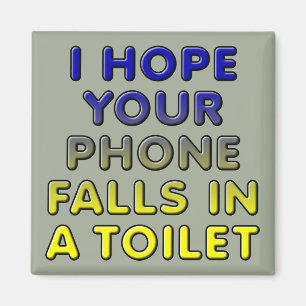 Phone In The Toilet Funny Fridge Magnet