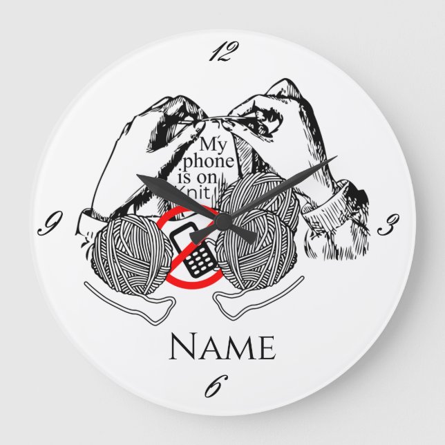 Phone is on Knit Thunder_Cove Large Clock (Front)