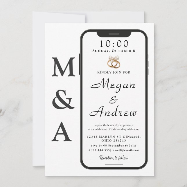 Phone Lock Screen Wedding Invitation (Front)