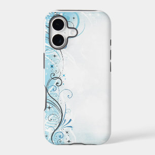 phone protector case=blue swirls & stars