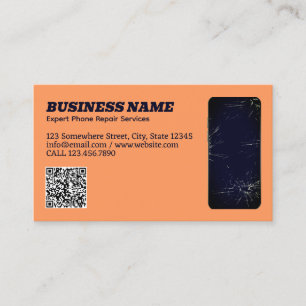 Phone Repair QR Peach Business Card
