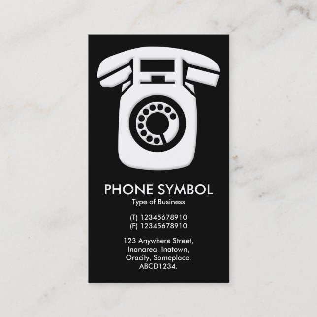 Phone Symbol - Black Business Card (Front)