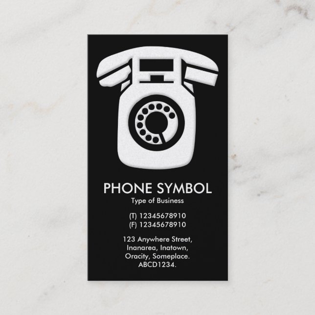 Phone Symbol - Black (Platinum) Business Card (Front)
