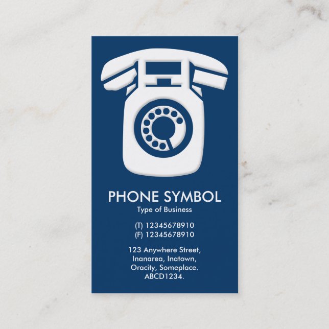 Phone Symbol - Dark Blue (003366) Business Card (Front)