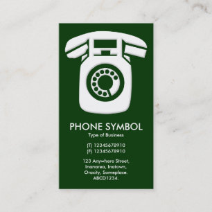 Phone Symbol - Dark Green (003300) Business Card
