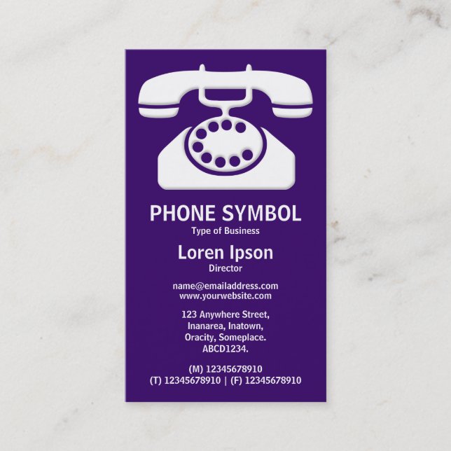 Phone Symbol II - Deep Purple (330066) Business Card (Front)