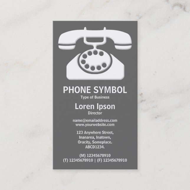 Phone Symbol II - Grey (666666) Business Card (Front)
