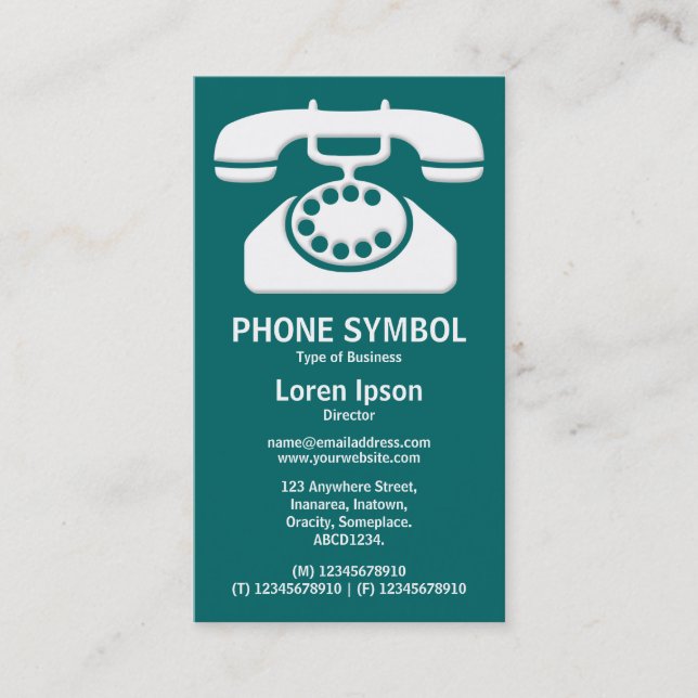 Phone Symbol II - Teal Green (006666) Business Card (Front)