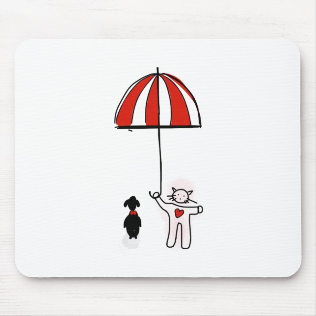 Phone Wallpaper Cat Dog Umbrella Dog Mouse Mat (Front)
