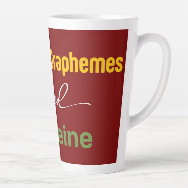 Phonemes Graphemes and Caffeine Funny Reading Back Latte Mug (Right)