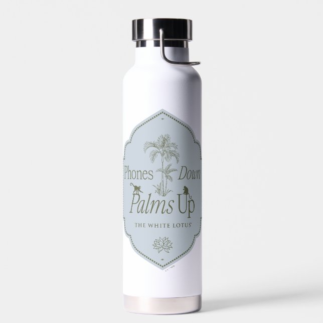 Phones Down, Palms Up - The White Lotus Water Bottle (Left)