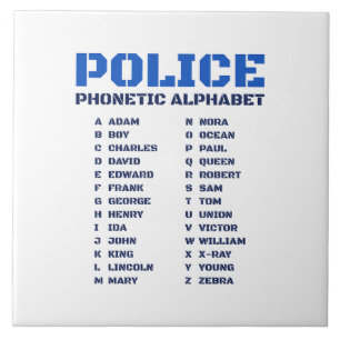 Phonetic A to Z Alphabet for Police Officers Tile