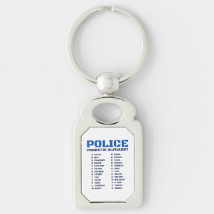 Phonetic Alphabet A to Z in Police Service Key Ring