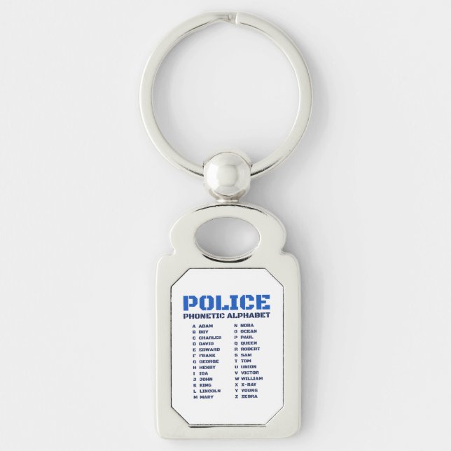 Phonetic Alphabet A to Z in Police Service Key Ring (Front)