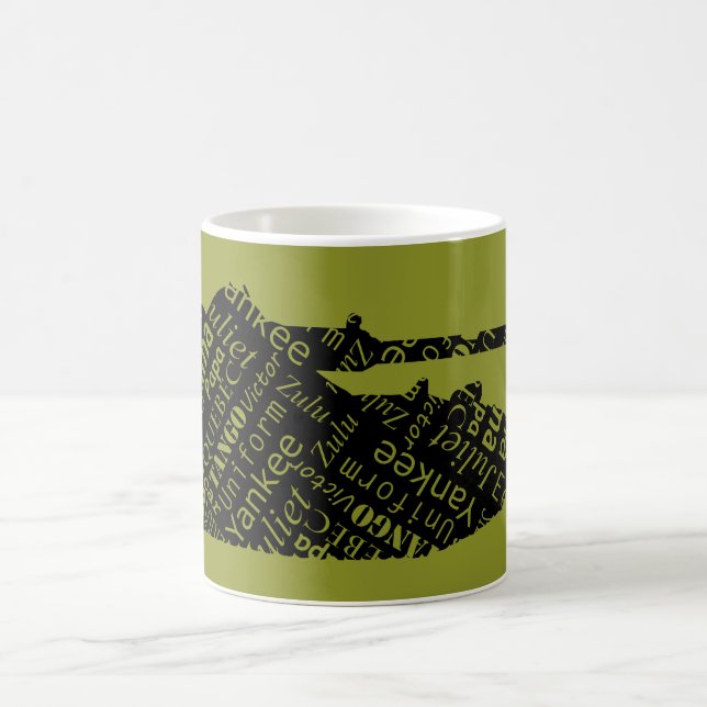 Phonetic Alphabet Army Tank Driver Typographic Coffee Mug (Center)