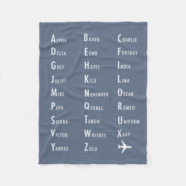Phonetic Alphabet Aviation Dusk Fleece Blanket (Front)