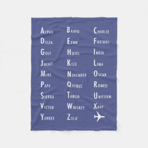 Phonetic Alphabet Aviation Purple Fleece Blanket