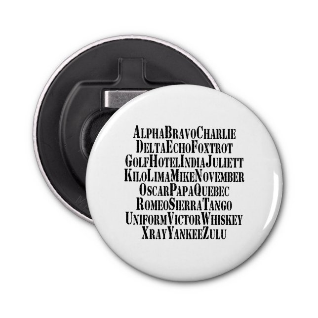 PHONETIC ALPHABET / CODE WORDS BOTTLE OPENER (Front)