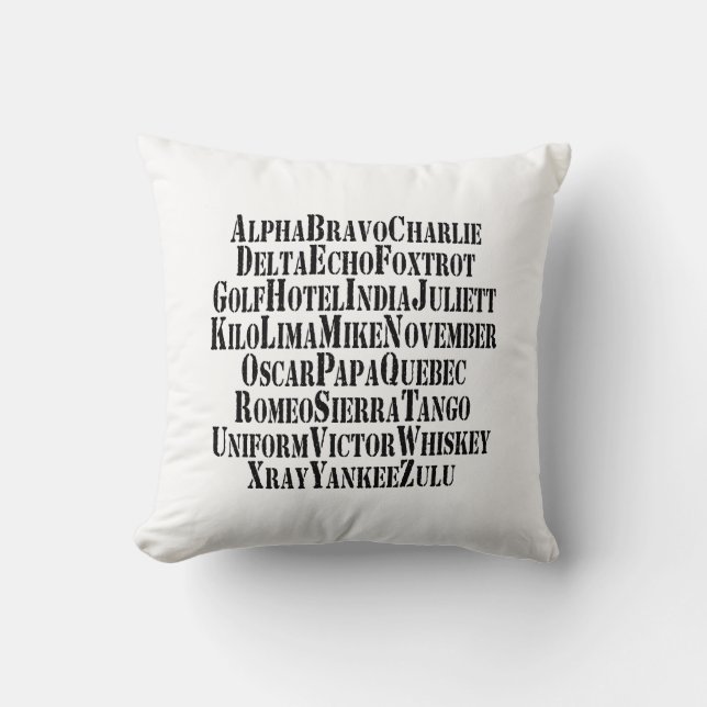 PHONETIC ALPHABET / CODE WORDS CUSHION (Front)