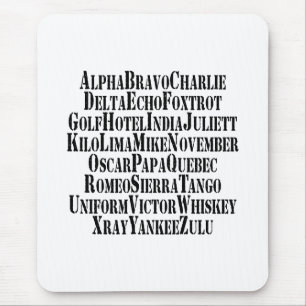 PHONETIC ALPHABET / CODE WORDS MOUSE MAT