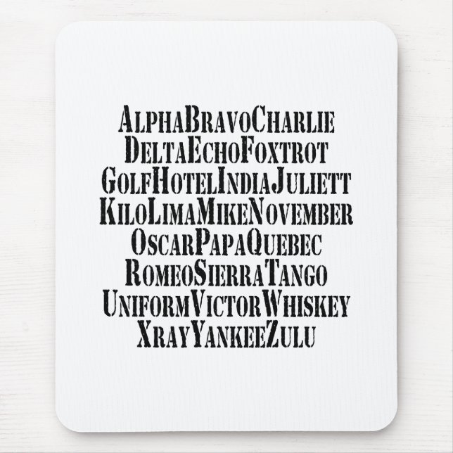 PHONETIC ALPHABET / CODE WORDS MOUSE MAT (Front)