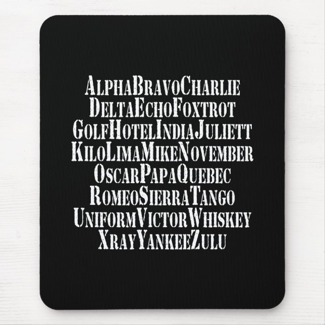 PHONETIC ALPHABET / CODE WORDS MOUSE MAT (Front)