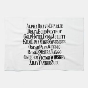 PHONETIC ALPHABET / CODE WORDS TEA TOWEL