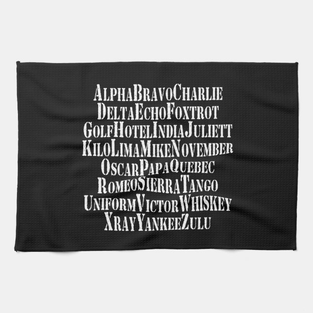 PHONETIC ALPHABET / CODE WORDS TEA TOWEL (Horizontal)