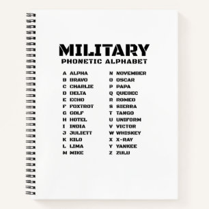 Phonetic Alphabet for the Military – Graph Spiral Notebook