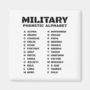 Phonetic Alphabet for the Military Magnet