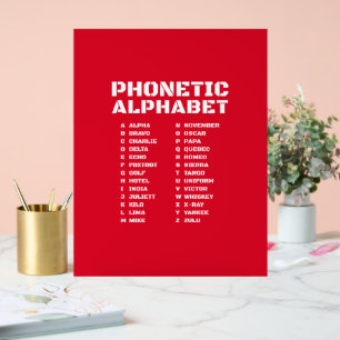 Phonetic Alphabet in Canada Acrylic Sign