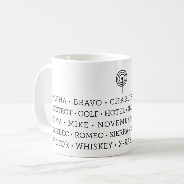 Phonetic Alphabet Mug (Front Left)