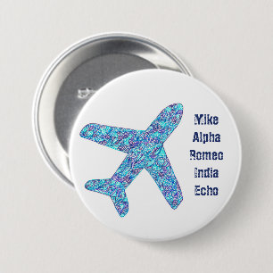 Phonetic Alphabet Personalised Aeroplane Button