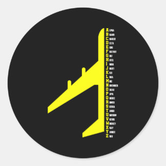 Phonetic Alphabet Pilot Aeroplane Aviator Classic Round Sticker