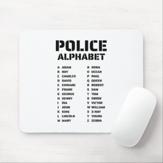 Phonetic Alphabet Police Mouse Mat