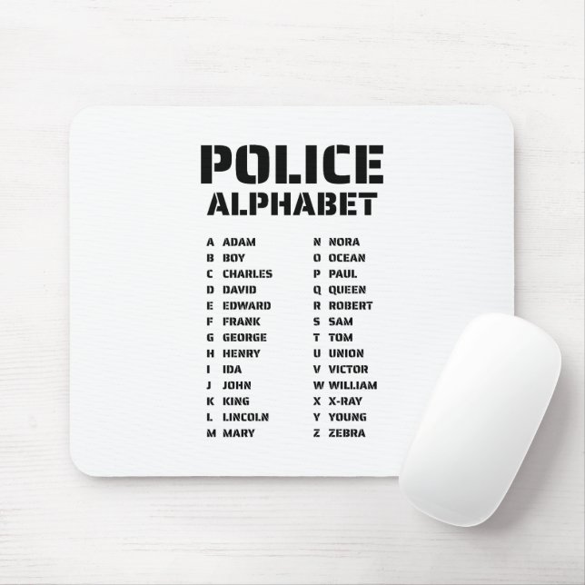 Phonetic Alphabet Police Mouse Mat (With Mouse)