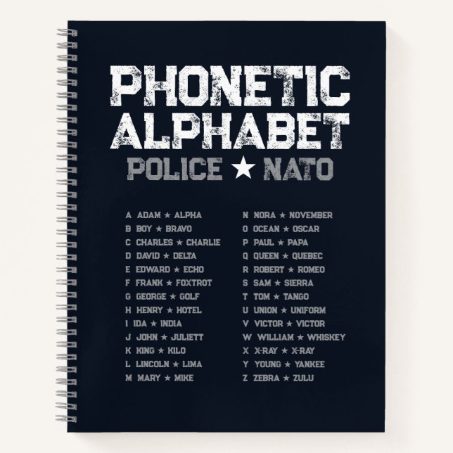 Phonetic Alphabet Police ★ NATO — Midnight Navy Notebook (Front)