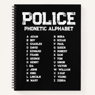 Phonetic Alphabet Police Notebook Adam-Zebra Black