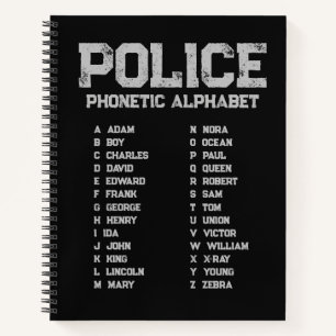 Phonetic Alphabet Police Notebook Adam-Zebra Black